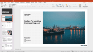 screenshot of sales proposal template for third party logistics providers