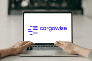 laptop screen with CargoWise logo