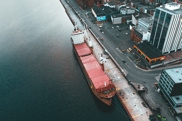 Freight ship on canal